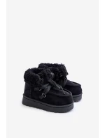 Sněhule boty dětské zateplené kožešinou černé Adelane Sněhule boty dětské zateplené kožešinou černé Adelane