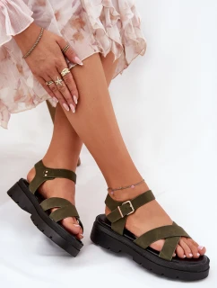 Dámské sandály na platformě z eko kůže tmavě zelené Gevinniser