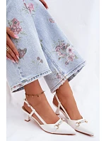 Dámské sandály na podpatku s špičatými špičkami bílé Felessa