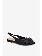 Dámské sandály na nízkém podpatku s dekorativním květem Černé Telivette