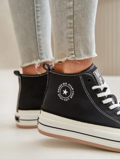 Zateplené Dámské Tenisky Na Platformě Eko Kůže Big Star Černé