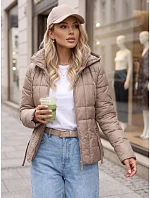 Dámská prošívaná bunda s kapucí, béžová, FashionStreet TY5858 Dámská prošívaná bunda s kapucí, béžová, FashionStreet TY5858