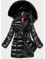 Taliowana kurtka zimowa damska czarna (2M-032)
