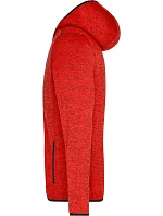 Daiber JN 589 Pánská pletená fleecová bunda s kapucí 02.0589 red melange/black Daiber JN 589 Pánská pletená fleecová bunda s kapucí 02.0589 red melange/black