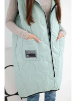 Dámská prošívaná vesta Plus Size s kapucí na zip mátová