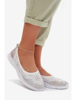 Kožené Ažurové Baleríny S.Barski GR61-5973 Bílé