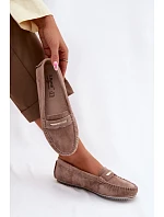 Dámské ploché Mokasíny z přírodního semiše S.Barski LR61-7029 Hnědé