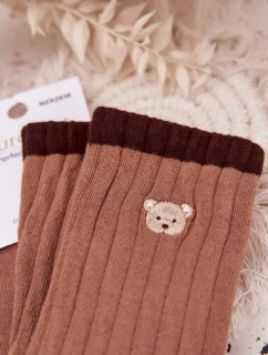 Dámské bavlněné ponožky s malým medvídkem – světle hnědé