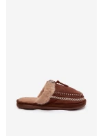 Dámské pantofle s kožešinou 608 Hnědá - Perivelle