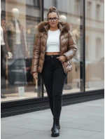 Dámská prošívaná zimní bunda s kožešinou hnědá FashionStreet TY5359