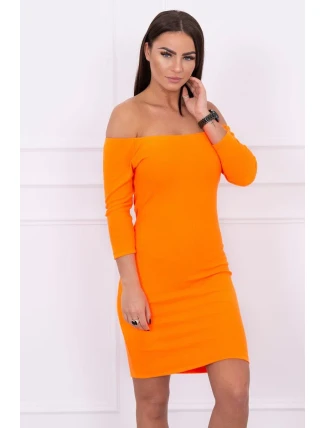 Pruhované vypasované šaty oranžové neonové Pruhované vypasované šaty oranžové neonové