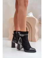 Dámské Boty Zateplené Na Podpatku Černé D&A MR880-085