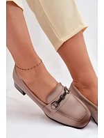Kožené dámské lodičky na klínu s ozdobou Vinceza 39978 béžové