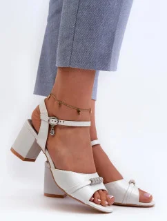 Sandály na podpatku 20241 stříbrné - Step in style