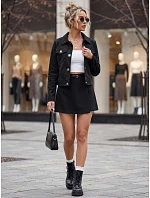 Dámská semišová bunda na druky, černá, FashionStreet TY5880 Dámská semišová bunda na druky, černá, FashionStreet TY5880