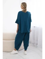 Bavlněný komplet halenka + kalhoty námořní