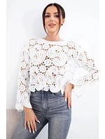 Dámský letní krajkový svetr s knoflíky a dlouhým rukávem černý