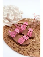 Lakýrované dětské sandálky ozdobené květy Růžové Tinette Lakýrované dětské sandálky ozdobené květy Růžové Tinette