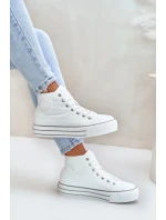 Zateplené dámské tenisky na platformě OO274A473 bílé