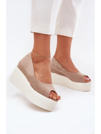 Dámské sandály na klínu a platformě béžové Felyra