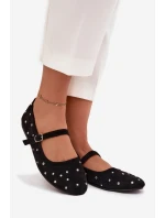 Zdobené dámské baleríny s páskem Černé Olivisse
