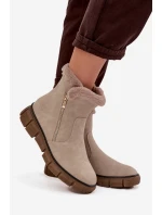 Dámské sněhule na platformě s kožešinou Béžové Briselle