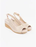 Jedinečné  sandály dámské hnědé na klínku