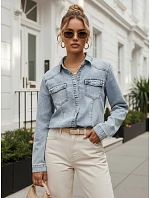 Dámská džínová košile na knoflíky, světle modrá, FashionStreet DY0489