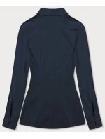 Tmavě modrá halenka s kontrastními vsadkami (AWD0205)