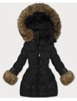 Černá dámská prošívaná bunda pro přechodné období s kožešinou J Style (5M3357-392) Černá dámská prošívaná bunda pro přechodné období s kožešinou J Style (5M3357-392)