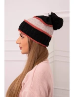 Dámská čepice Kinga K297 černá+tmavě růžová+béžová Dámská čepice Kinga K297 černá+tmavě růžová+béžová