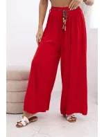 Dámské kalhoty z viskózy se širokými nohavicemi červený Dámské kalhoty z viskózy se širokými nohavicemi červený