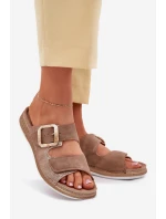 Dámské Pantofle S Přezkou A Suchým Zipperem Hnědé INBLU MK000013 Dámské Pantofle S Přezkou A Suchým Zipperem Hnědé INBLU MK000013