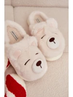 Kožešinové pantofle s motivem medvěda bílé Galine