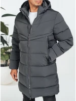 Pánská zimní bunda s kapucí tmavě šedá prošívaná TX5071