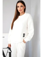 Dámský komplet s máslovou volnou mikinou a tepláky ecru