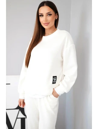 Dámský komplet s máslovou volnou mikinou a tepláky ecru