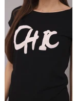 Dámská bavlněná halenka s potiskem CHIC černá