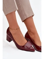 Lakované lodičky na sloupku s ozdobou Bordové Isoline