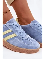 Kožené semišové dámské tenisky LR61-7089 Modré