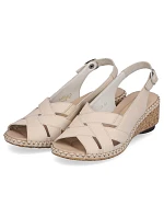Kožené pohodlné sandály Rieker W RKR682 beige Kožené pohodlné sandály Rieker W RKR682 beige