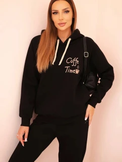 Dámský komplet bavlněný zateplený s potiskem černý