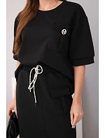 Dámský máslový komplet s blůzkou a midi sukní černý Dámský máslový komplet s blůzkou a midi sukní černý