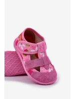 Dětské pantofle Milami na suchý zip s jahodami růžové Reathiana