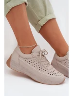 Kožené dámské tenisky s síťovinou Sergio Leone SP-013 šedé