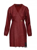 M871 Zavinovací šaty z tvídu - bordó M871 Zavinovací šaty z tvídu - bordó