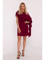 S423 Šaty s pláštěm - bordó