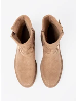 Výborné Karmelowy dámské  kotníčkové boty na plochém podpatku