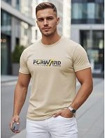 Pánské bavlněné tričko se streetwearovým potiskem béžové FashionStreet NX0145R Pánské bavlněné tričko se streetwearovým potiskem béžové FashionStreet NX0145R