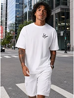 Pánské bavlněné tričko oversize s potiskem bílé FashionStreet NX4003R Pánské bavlněné tričko oversize s potiskem bílé FashionStreet NX4003R